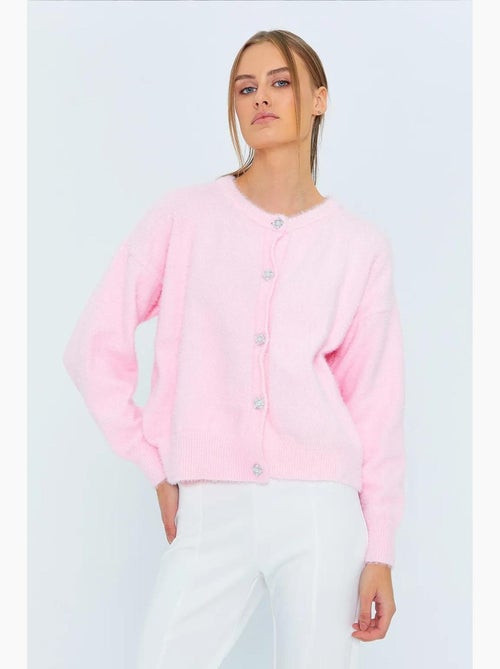 Casaco de malha jacquard oversized com botões mixray - Kiabi Casaco de malha jacquard oversized com botões mixray - Kiabi