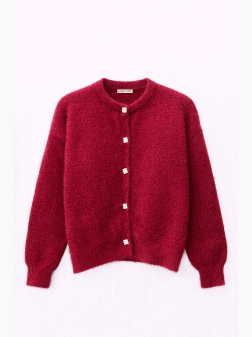 Casaco de malha jacquard oversized com botões mixray - Kiabi Casaco de malha jacquard oversized com botões mixray - Kiabi
