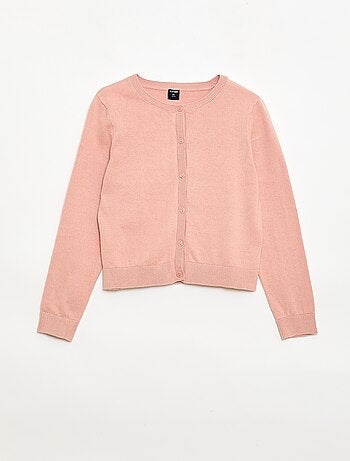 Cardigan leve de gola redonda liso