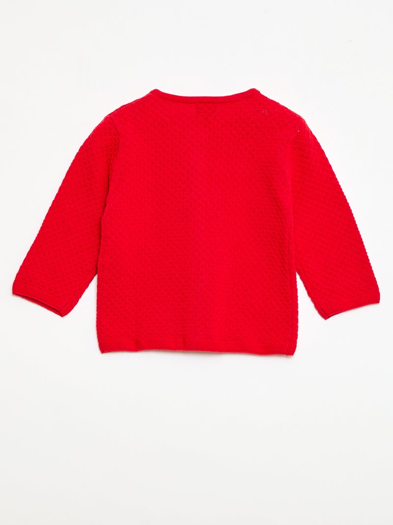 Casaco de malha lisa unicolor Vermelho - Kiabi