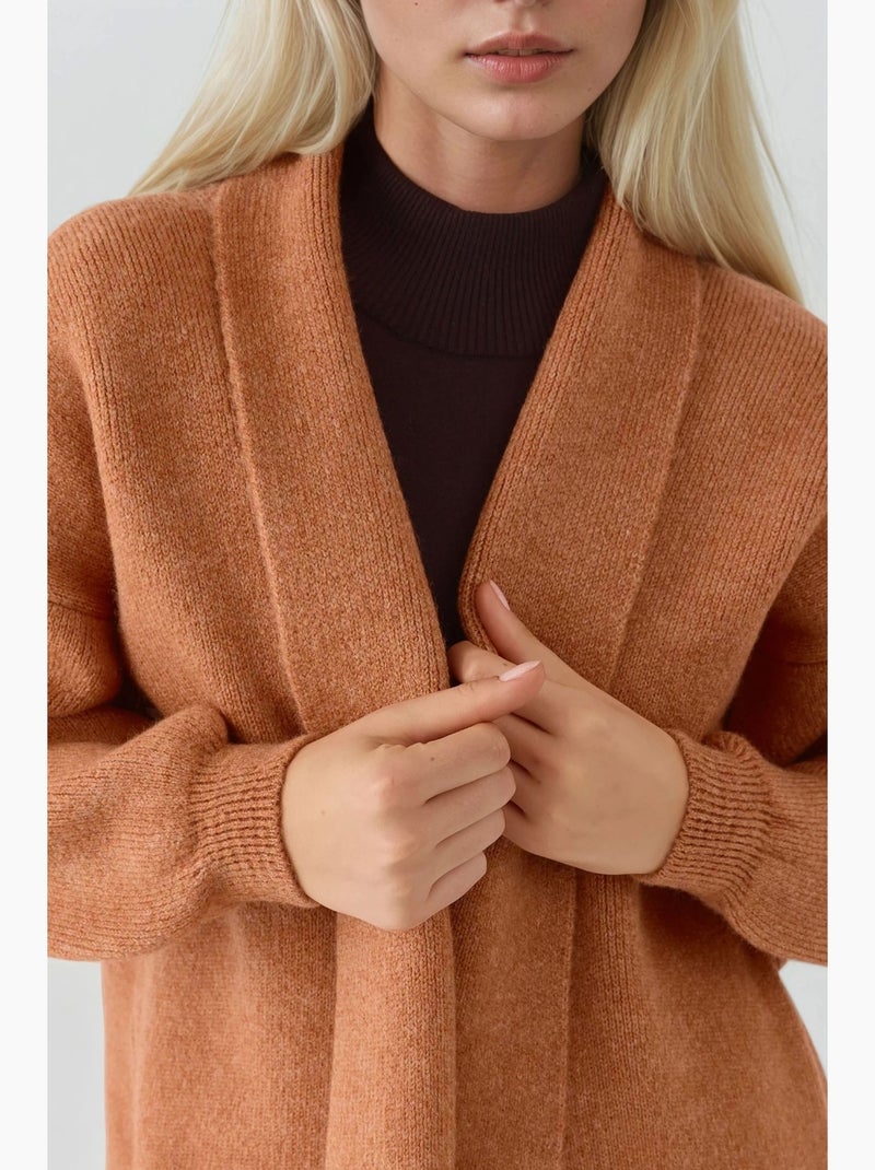 Casaco de malha long fit my fashion Castanho-avelã - Kiabi