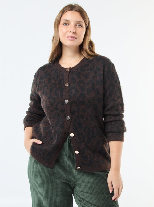 Casaco de malha macio com estampado de leopardo - Kiabi