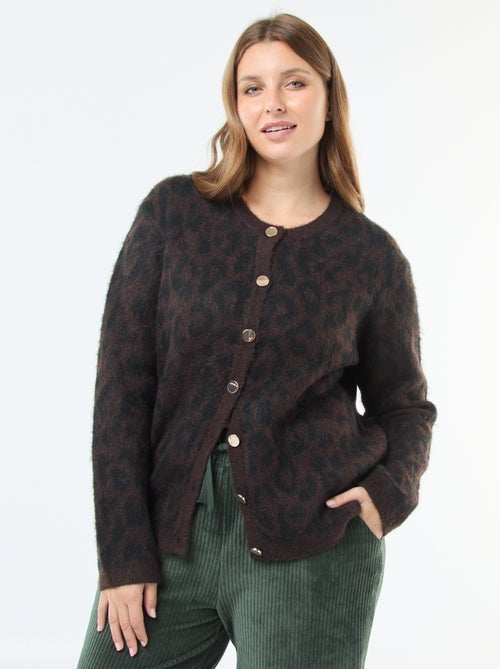 Casaco de malha macio com estampado de leopardo - Kiabi