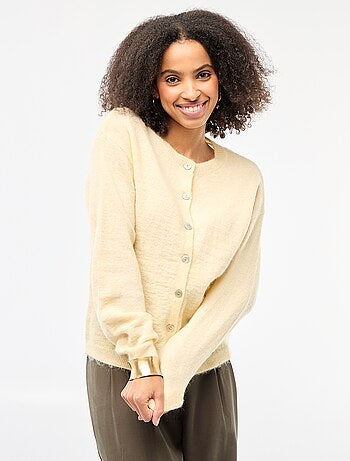 Casaco de malha macio em lã e mohair