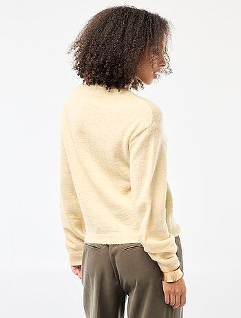 Casaco de malha macio em lã e mohair