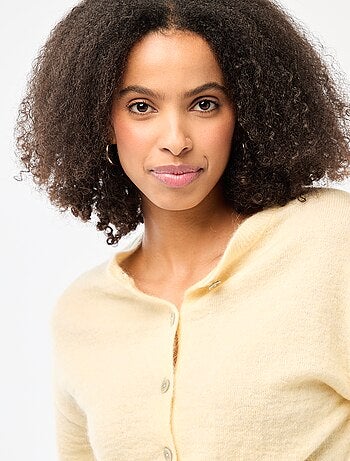 Casaco de malha macio em lã e mohair