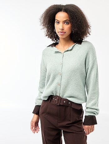 Casaco de malha macio em lã e mohair