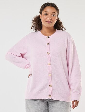 Cardigan de malha mesclada com botões retrô