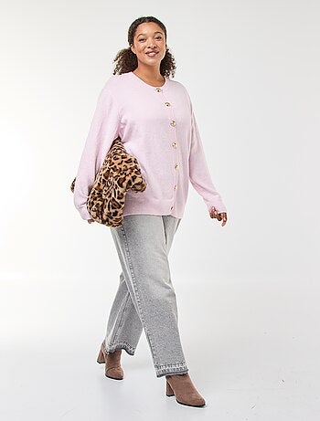 Cardigan de malha mesclada com botões retrô