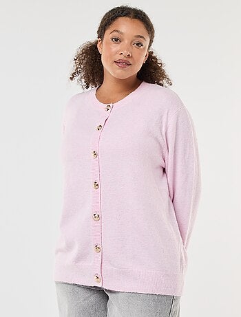 Cardigan de malha mesclada com botões retrô