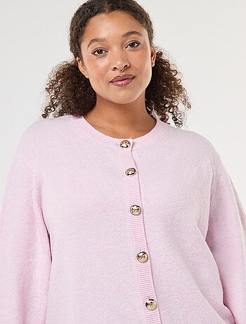 Cardigan de malha mesclada com botões retrô