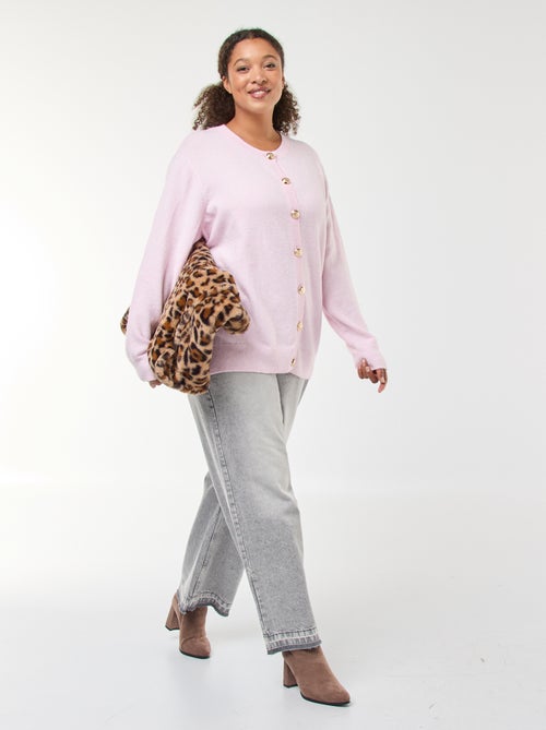 Casaco de malha mesclada com botões retrô - Kiabi