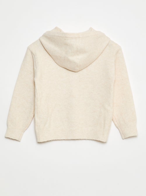 Casaco de malha mesclada com capuz - Kiabi