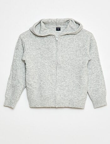 Casaco de malha mesclada com capuz