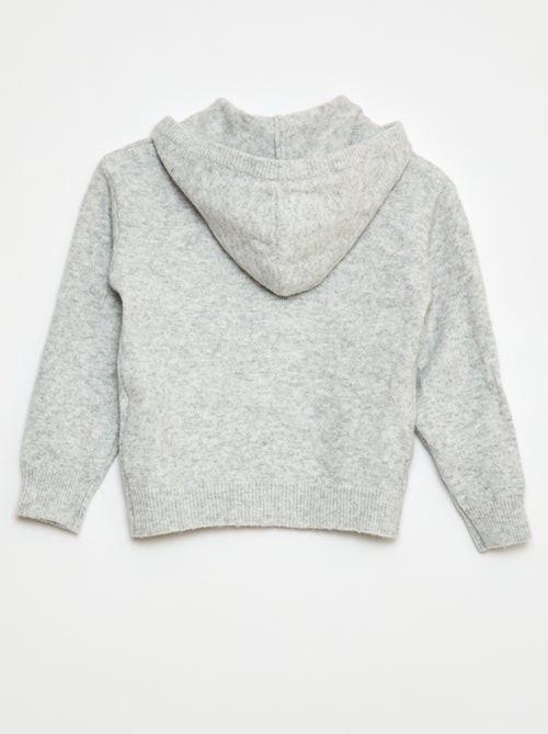 Casaco de malha mesclada com capuz - Kiabi