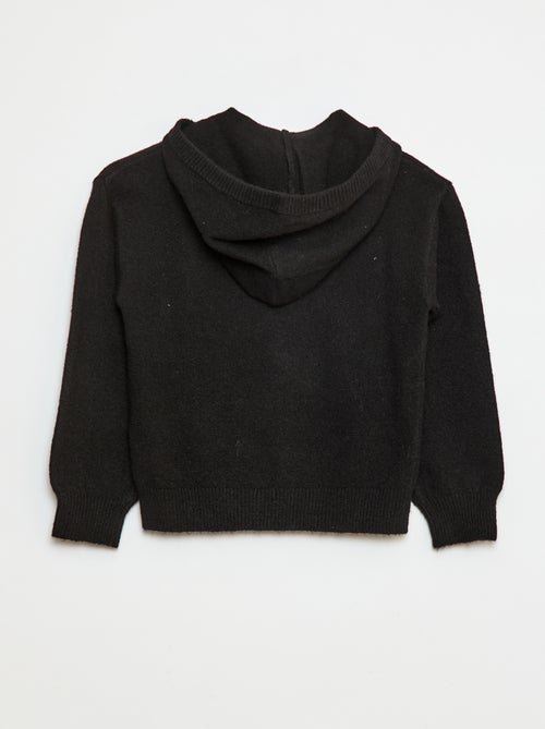 Casaco de malha mesclada com capuz - Kiabi