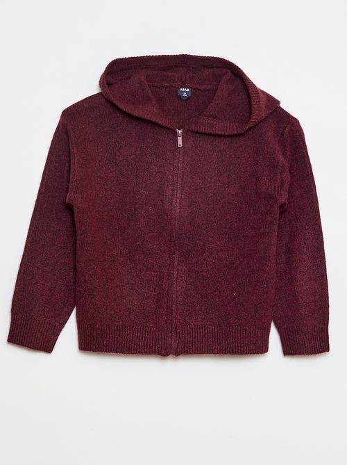 Casaco de malha mesclada com capuz - Kiabi