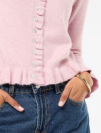 Casaco de malha mesclada com detalhes ondulados