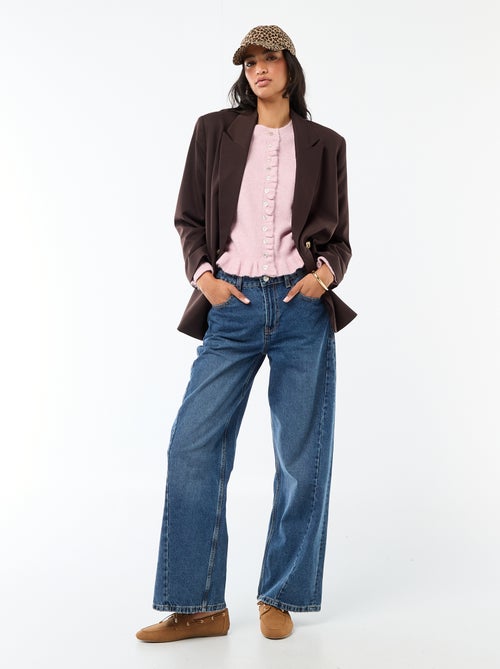 Casaco de malha mesclada com detalhes ondulados - Kiabi