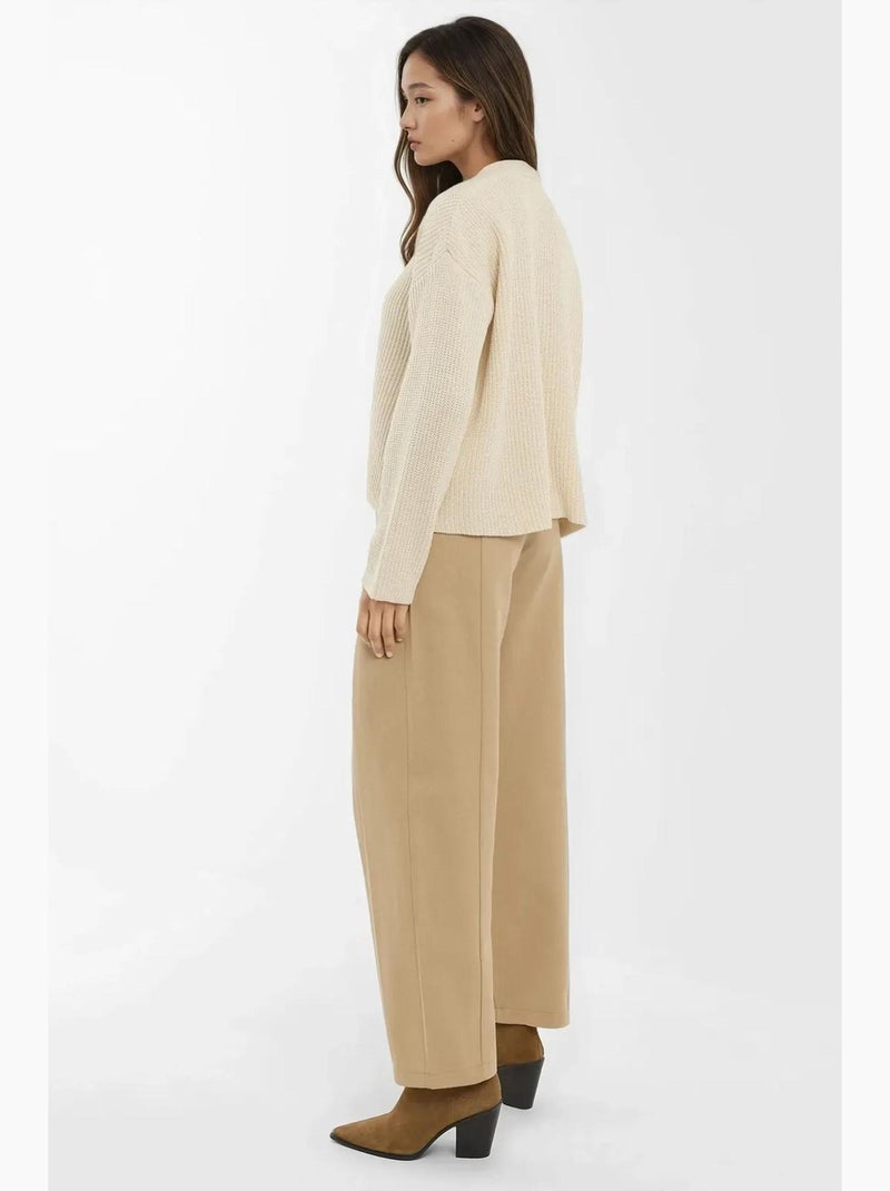 Casaco de malha oversized com decote em v e botões hiccup Creme - Kiabi