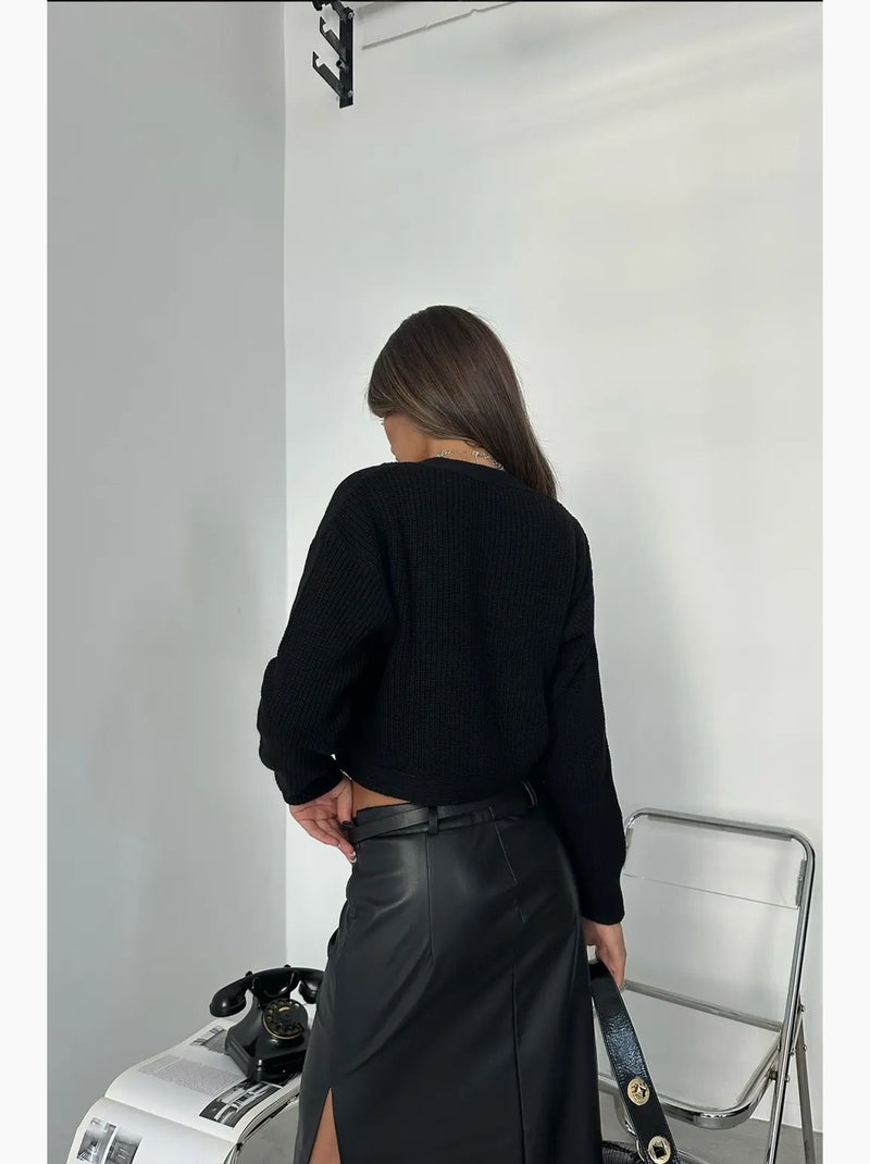 Casaco de malha oversized com decote em v hiccup Preto - Kiabi