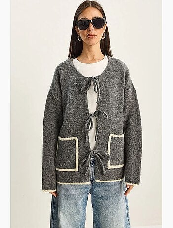 Casaco de malha oversized com fecho de atar lucci