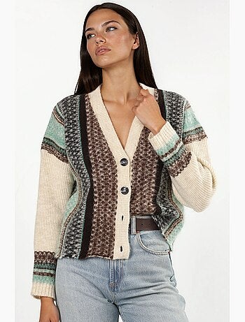 Casaco de malha oversized de toque suave com padrão e decote em v hiccup
