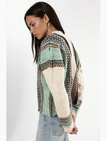 Casaco de malha oversized de toque suave com padrão e decote em v hiccup
