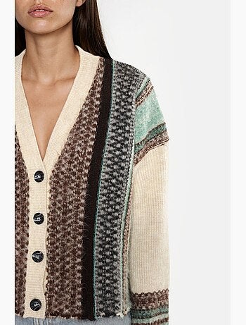 Casaco de malha oversized de toque suave com padrão e decote em v hiccup