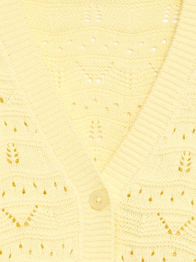 Casaco de malha rendada Amarelo - Kiabi