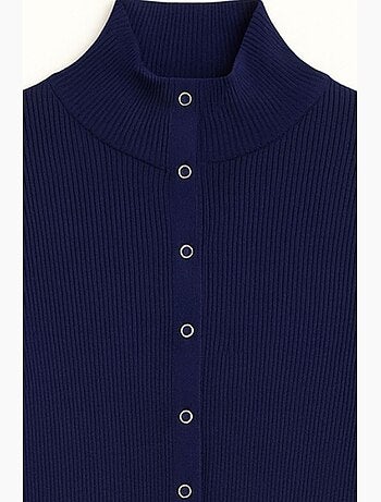 Casaco de malha slim fit com meio gola alta e fecho de botões mixray