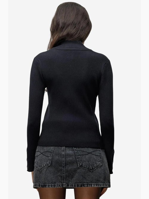 Casaco de malha slim fit com meio gola alta e fecho de botões mixray - Kiabi