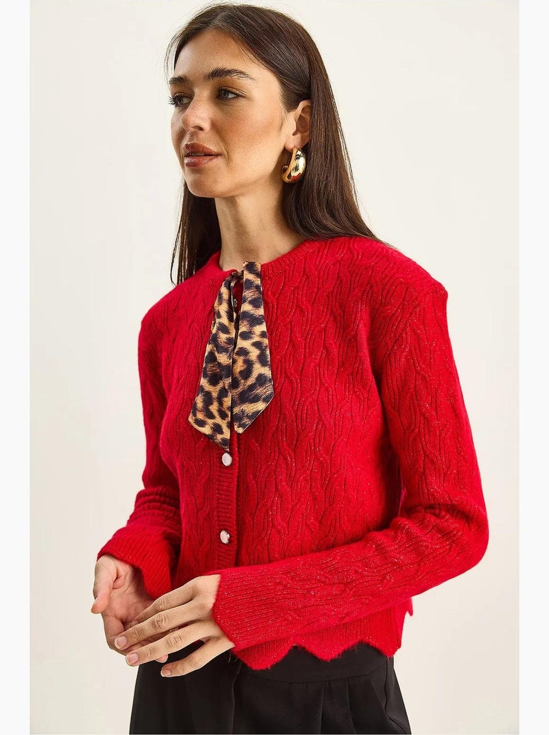 Casaco de malha texturada lucci Vermelho - Kiabi