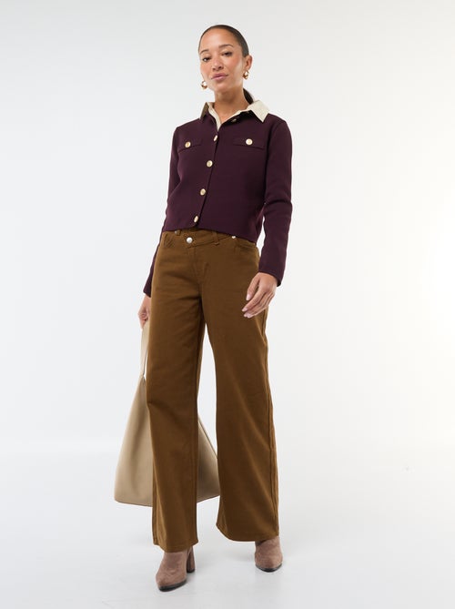 Casaco de malha texturizada com botões dourados - Kiabi