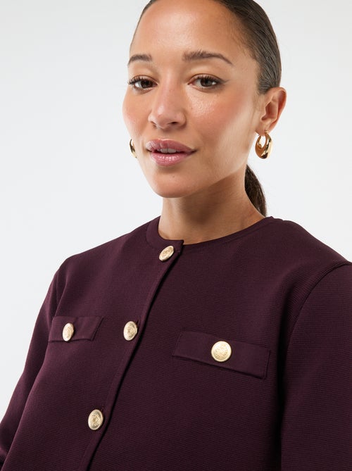 Casaco de malha texturizada com botões dourados - Kiabi