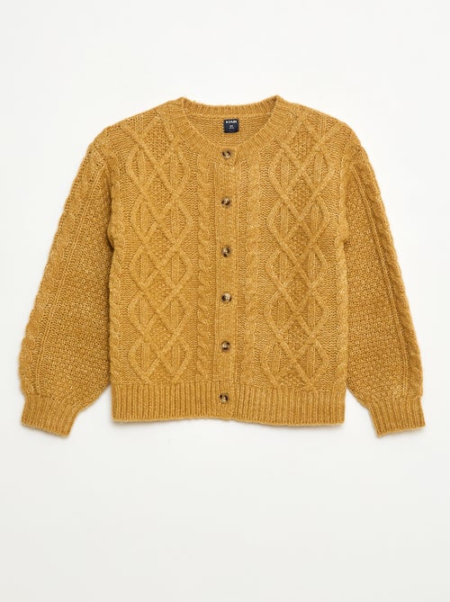 Casaco de malha torcida com abertura abotoada - Kiabi