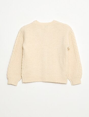 Casaco de malha com torcidos e abertura com botões