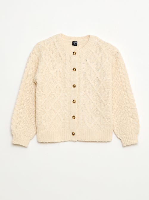 Casaco de malha torcida com abertura de botões - Kiabi