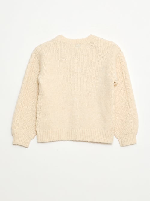 Casaco de malha torcida com abertura de botões - Kiabi