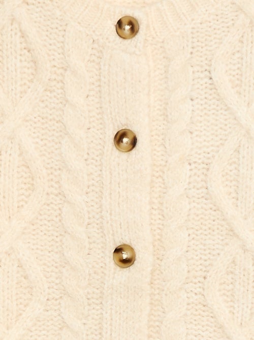 Casaco de malha torcida com abertura de botões - Kiabi