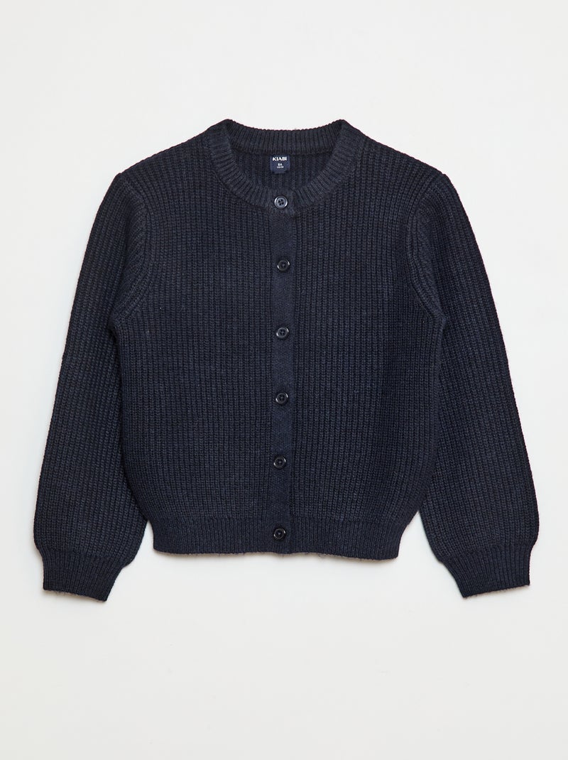 Casaco de malha tricot grossa lisa Azul - Kiabi