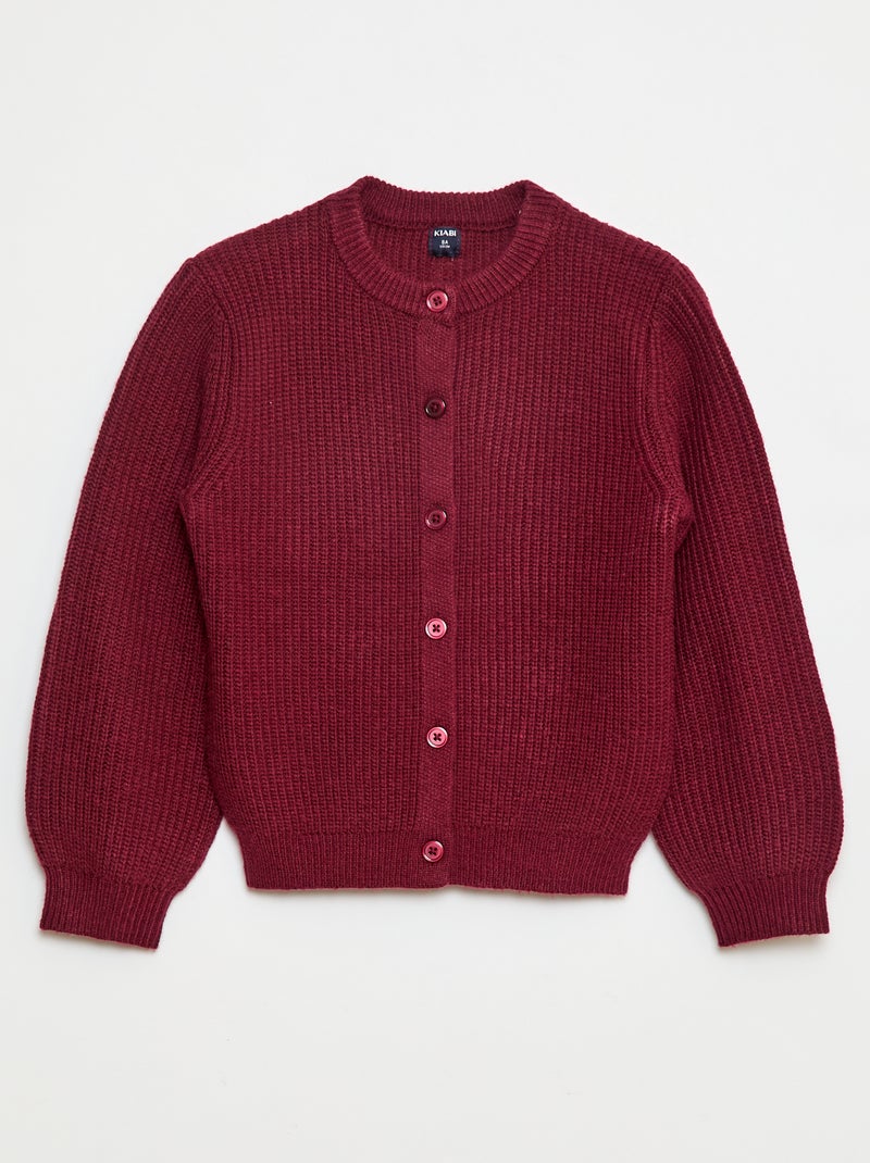 Casaco de malha tricot grossa lisa Vermelho - Kiabi