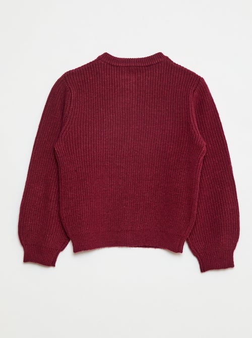 Casaco de malha tricot grossa lisa - Kiabi