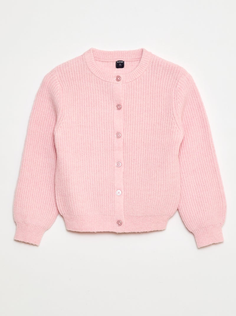 Casaco de malha tricot grossa, liso Rosa - Kiabi