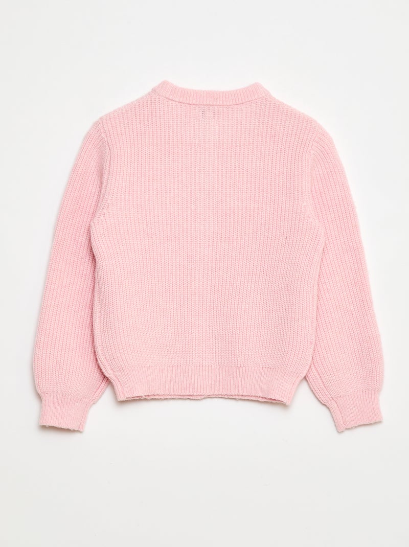 Casaco de malha tricot grossa, liso Rosa - Kiabi