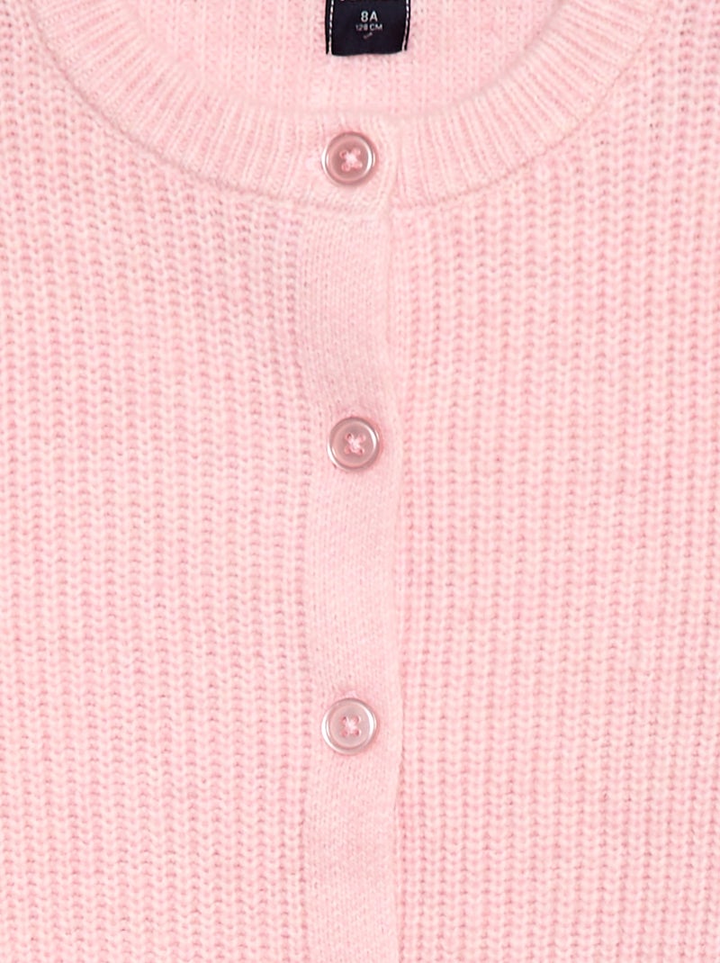 Casaco de malha tricot grossa, liso Rosa - Kiabi