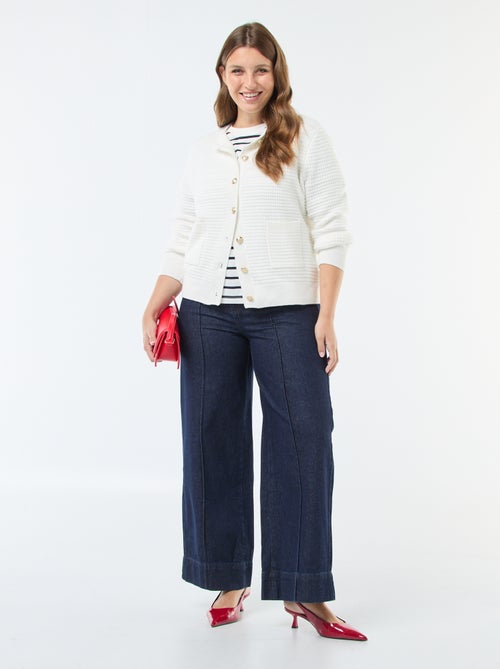 Casaco de malha waffle com botões dourados - Kiabi