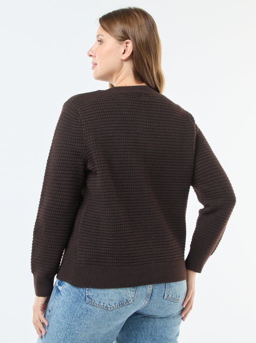 Casaco de malha waffle com botões dourados - Kiabi