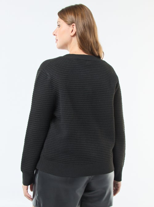 Casaco de malha waffle com botões dourados - Kiabi