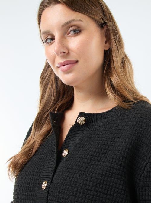 Casaco de malha waffle com botões dourados - Kiabi